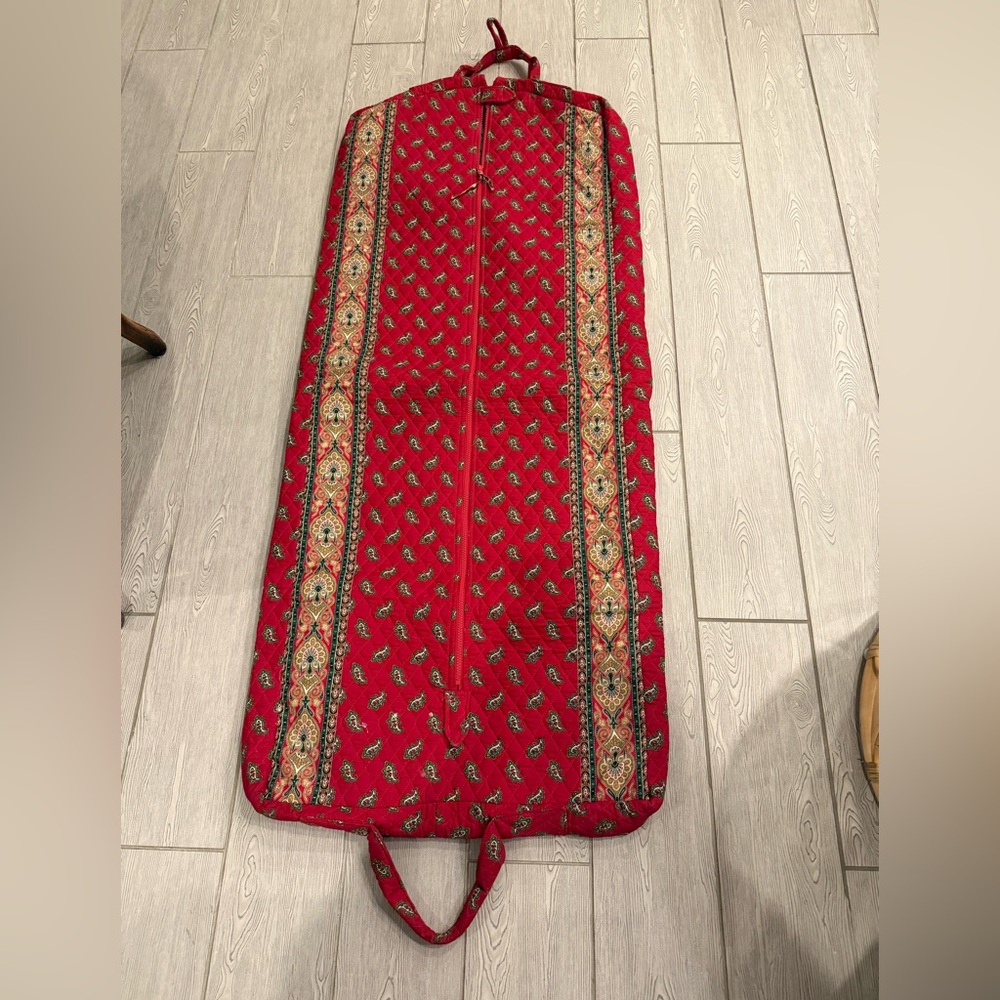 Vera Bradley Red and Green Quilted Travel Garment Bag Retired Print